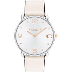 Coach Elliot Ionic-Plated Silver & Leather Watch/36MM White White one-size