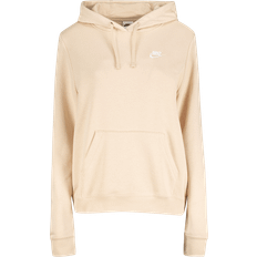 Beige Sweaters Nike Women's Sportswear Club Fleece Pullover Hoodie - Sanddrift/White