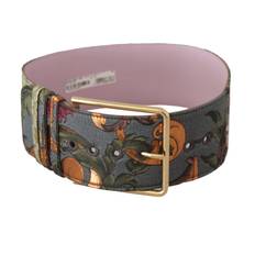 Multicoloured Belts Dolce & Gabbana Multicolor Leather Embroidered Gold Metal Buckle Belt