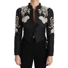 Floral - Man Outerwear Dolce & Gabbana Black Jacquard Crystal Floral Jacket IT38