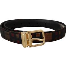 Gold Belts Dolce & Gabbana Multicolor Leather Jacquard Gold Metal Buckle Belt