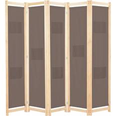 vidaXL 5-Panel Brown 200 x 170 x 4 cm Room Divider