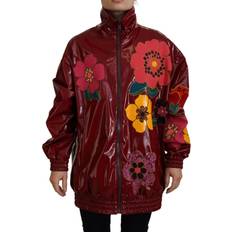 Floral - Woman Jackets Dolce & Gabbana Maroon Floral Full Zip Polyester Women Jacket IT40