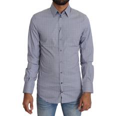 Men - Nylon Shirts Dolce & Gabbana Gray Semi Fitted Formal SICILIA Shirt IT37