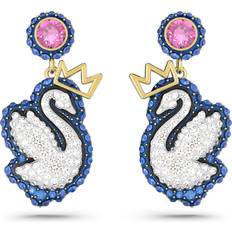 Swarovski Gris Joyería Swarovski Pop Swan drop earrings, Swan, Gold-tone plated