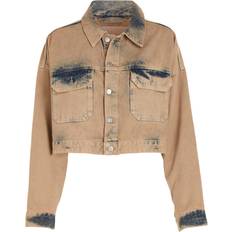 Calvin Klein Dame Jakker Calvin Klein Relaxed Cropped Denim Jacket BROWN