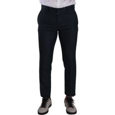 Pants Dolce & Gabbana Dark Blue Cashmere Silk Dress Trouser Men's Pants