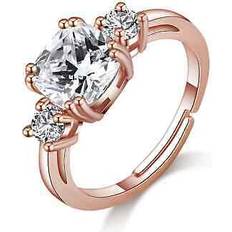 Jones Rose gold plated adjustable three stone ring created with zircondiaÂ crystals