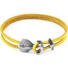 Yellow Bracelets Anchor & Crew Mustard Yellow Delta Anchor Silver and Flat Leather Bracelet