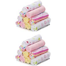 Spasilk Baby Washcloth Set for Newborn Boys and Girls, Terry Cotton Wipes Pink Lines Pink Lines