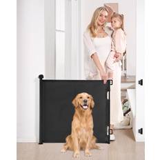 Child Safety Likzest Likzest Retractable Baby Gate, Mesh Baby and Pet Gate 33" Tall, Extends up to 55" Wide, Child Safety Baby Gates for Stairs Doorways Hallways, Dog Gate Cat Gate for Indoor and Outdoor Black