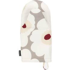 Coton Maniques Marimekko Pieni Unikko Gant De Four Gris Clair Blanc Rouge Foncé - Multicolore Manique Blanc