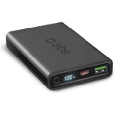 SBS Powerbank 10.000 mAh Power Delivery 20W mit LCD-Display schwarz 10000 mAh, 20 W, 38.50 Wh Powerbank, Schwarz