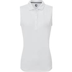 Elastane/Lycra/Spandex - Women Polo Shirts FootJoy Mesh Back Sleeveless Lisle Ladies Golf Polo Shirt White