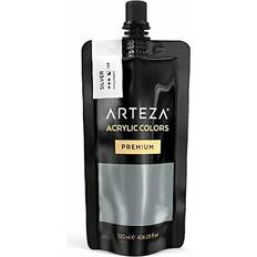 Arteza acrylic paint, silver, 120 ml pouch, rich pigment, non-fading, non-toxic