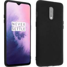 Avizar Silicone case Glossy & matte back cover for Oneplus 7 Black