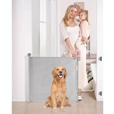 Child Safety Likzest Likzest Retractable Baby Gate, Mesh Baby and Pet Gate 33" Tall, Extends up to 55" Wide, Child Safety Baby Gates for Stairs Doorways Hallways, Dog Gate Cat Gate for Indoor and Outdoor Gray