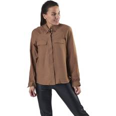 Mujer - Nylon Camisas Pieces Ykke Ls Shirt Brown Female