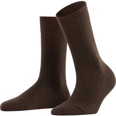 Falke Pair Dark Brown Sensitive Berlin Merino Wool Left And Right Comfort Cuff Socks Ladies 5.58 Ladies