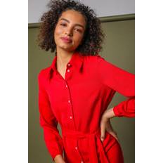 Red - Shirt Dress Dresses Dusk Fashion Tiered Midi Length Shirt Dress in Red