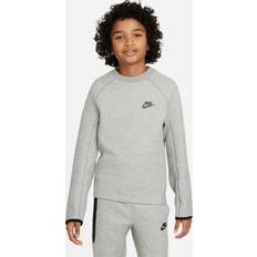 Nike Tech Crew Sweatshirt Junior, Dark Grey Heather/Black/Black 12-13Y