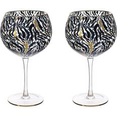 Beige Drinking Glasses Freemans Frida Set of 2 Zebra Print Gin Drinking Glass 2pcs