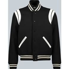 Wol Jassen Saint Laurent Teddy Slim-Fit Leather Bomber Jacket - Black