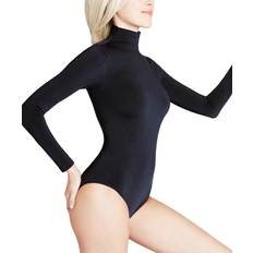 Falke Bomull Shapewear & Underplagg Falke Dam Rich Cotton Body bomull svart vit många andra färger dambody elegant långärmad utan mönster sömlös med ståkrage styck, Svart svart 3009
