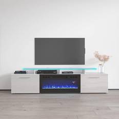 Modern fireplace tv stand Meble Furniture Rova White TV Bench 19x75"