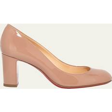 Christian Louboutin Pink Heels & Pumps Christian Louboutin Cadrilla Patent Block-Heel Red Sole Pump NUDE 10B