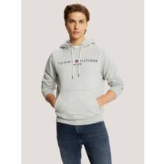 Gray - Men Clothing Tommy Hilfiger Men's Embroidered Logo Hoodie Grey Grey Heather