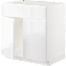 Ikea METOD Bänksk f diskbänk m 2 dörrar/front, vit/Voxtorp högglans/vit, 80x60 cm