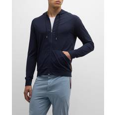 Paul Smith Cotton Jersey Zip Lounge Hoodie - Marineblå