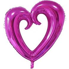 Pink Animal & Character Balloons PMU Heart Shaped 24 Inch Open Center Mylar Balloon Hot Pink Pkg/1