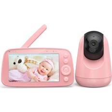 Hipp Baby Monitor, 5" 720P Video Baby Monitor with Pan-Tilt-Zoom Camera, Audio and Visual Monitor, Infrared Night Vision and Thermal Monitor, 2-Way Talk, 900ft Range, 4500mAh Rechargeable Battery, Pink