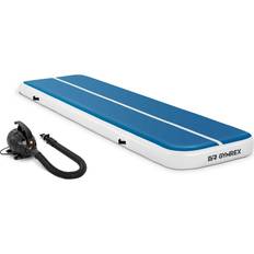 Gymrex Set: Inflatable Mat Airtrack with Electric Air Pump 400 x 100 x 20 cm 200 kg blue/white GR-ATM5-SET