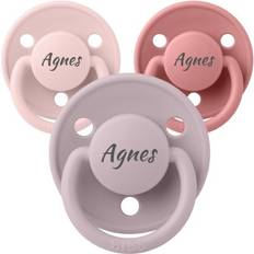 Bibs sutter rund Bibs De Lux, One Size 0-36 Mdr. Rund Silikone, Sutter Med Navn