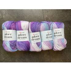 Garn & Handarbetsmaterial Yarnart Yarnart adore dream knitting crochet dk yarn in purples, blue & white 5 x 100g