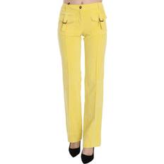 Corduroy - Women Trousers Just Cavalli Mid Waist Straight Pants - Yellow