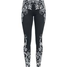 3XL Tights Black Premium by EMP Leggings Black leggings with detailed print til Damer svart