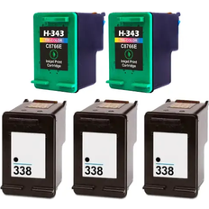HP Pixojet Blækpatroner 338 343 C8765E 5 Stk