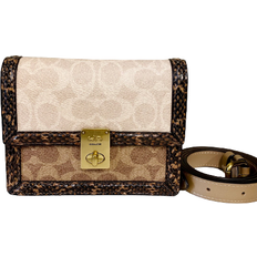 Coach Hutton Belt Bag In Blocked Signature Canvas With Snakeskin Detail - Brass/Tan Sand