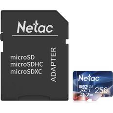 Netac Netac Micro SD Card 256GB Micro Memory Card with Adapter UHS-I, 100MB/s, 667X, U3, C10, V30, TF Card EXFAT Mini SD Card