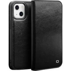Qialino Classic iPhone 13 Läder Plånboksfodral Svart