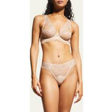 String - Vert Culottes Tanga en Dentelle Sublime en Dentelle - Beige