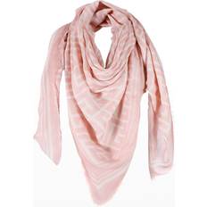 Balmain Women Scarfs Balmain Fringe Monogram Modal Scarf BLANC ROSE PALE