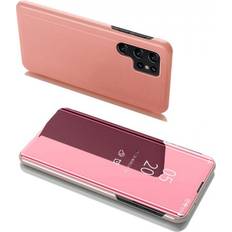 Hurtel Clear View Case flip case Samsung Galaxy S22 Ultra pink