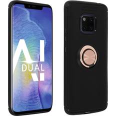 Cover per cellulari Avizar Huawei Mate 20 Pro Silicone Gel Ring Magnetic Support Case Black Rose gold