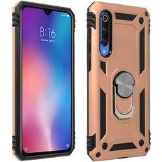 Avizar Xiaomi mi 9 se case bi material rigid soft magnetic ring stand rose gold
