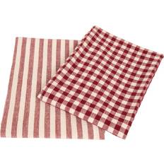 Scandinavian Home Køkkenhåndklæder 2-pak Rut/rand Viskestykke Rød (70x50cm)